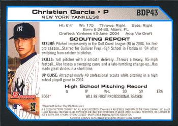 2004 Bowman Draft Picks & Prospects #BDP43 Christian Garcia Back