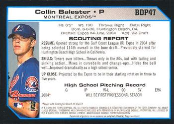 2004 Bowman Draft Picks & Prospects #BDP47 Collin Balester Back