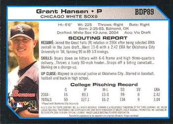 2004 Bowman Draft Picks & Prospects #BDP89 Grant Hansen Back