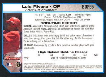 2004 Bowman Draft Picks & Prospects #BDP95 Luis Rivera Back
