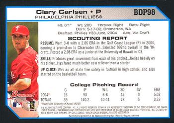 2004 Bowman Draft Picks & Prospects #BDP98 Clary Carlsen Back