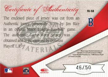 2004 Leaf Certified Materials - Fabric of the Game Reward #FG-58 Jim Rice Back