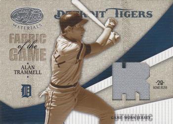2004 Leaf Certified Materials - Fabric of the Game Stats #FG-3 Alan Trammell Front