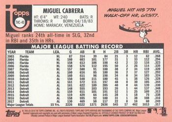 2018 Topps Heritage - Chrome Purple Refractor #THC-40 Miguel Cabrera Back