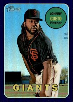 2018 Topps Heritage - Chrome Purple Refractor #THC-64 Johnny Cueto Front
