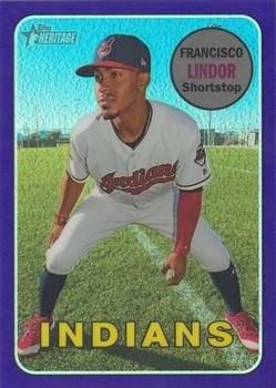 2018 Topps Heritage - Chrome Purple Refractor #THC-145 Francisco Lindor Front