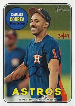 2018 Topps Heritage - Real One Autographs Red Ink #ROA-CC Carlos Correa Front