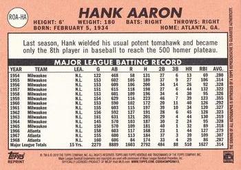 2018 Topps Heritage - Real One Autographs Red Ink #ROA-HA Hank Aaron Back
