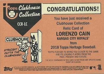 2018 Topps Heritage - Clubhouse Collection Relics Gold #CCR-LC Lorenzo Cain Back