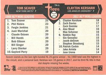 2018 Topps Heritage - Then and Now #TN-1 Tom Seaver / Clayton Kershaw Back