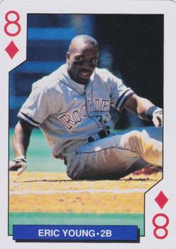 1993 Bicycle Colorado Rockies Playing Cards #8♦ Eric Young Front