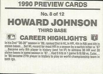 1990 Donruss - Previews #8 Howard Johnson Back