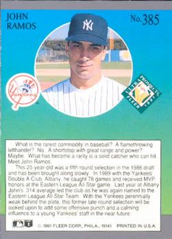 1991 Ultra #385 John Ramos Back