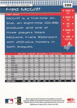 2004 Donruss #289 Fred McGriff Back