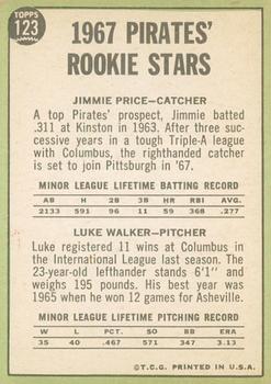2016 Topps Heritage - 50th Anniversary Buybacks #123 Pirates 1967 Rookie Stars (Jim Price / Luke Walker) Back