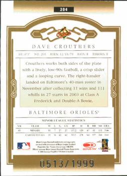 2004 Donruss Classics #204 Dave Crouthers Back