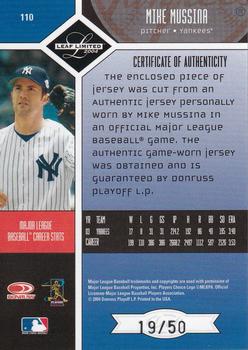 2004 Leaf Limited - Threads Jersey #110 Mike Mussina Back