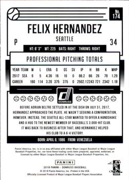 2018 Donruss - Gold Press Proof #174 Felix Hernandez Back