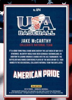 2018 Donruss - American Pride Silver #AP4 Jake McCarthy Back