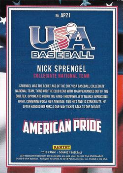 2018 Donruss - American Pride Silver #AP21 Nick Sprengel Back