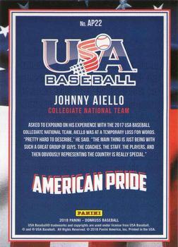 2018 Donruss - American Pride Silver #AP22 Johnny Aiello Back