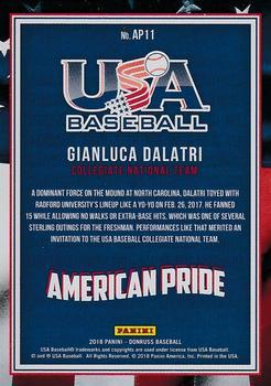 2018 Donruss - American Pride Blue #AP11 Gianluca Dalatri Back