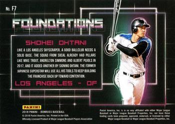 2018 Donruss - Foundations Gold #F7 Shohei Ohtani Back