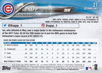 2018 Topps Opening Day - Opening Day Edition Blue Foil #27 Ian Happ Back