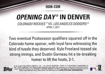 2018 Topps Opening Day - Opening Day #ODB-COR Colorado Rockies Back