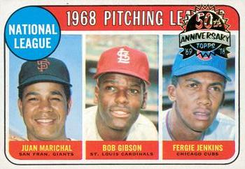 2018 Topps Heritage - 50th Anniversary Buybacks #10 1968 NL Pitching Leaders - Juan Marichal / Bob Gibson / Fergie Jenkins Front
