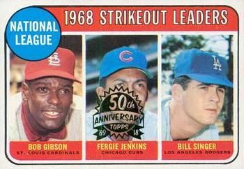 2018 Topps Heritage - 50th Anniversary Buybacks #12 1968 NL Strikeout Leaders - Bob Gibson / Fergie Jenkins / Bill Singer Front