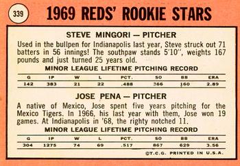 2018 Topps Heritage - 50th Anniversary Buybacks #339 Reds 1969 Rookie Stars (Steve Mingori / Jose Pena) Back