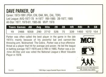 1995 MCI MLBPA Ambassadors of Baseball #13 Dave Parker Back