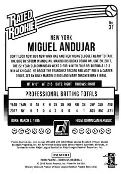 2018 Donruss - Career Stat Line #31 Miguel Andujar Back
