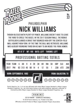2018 Donruss - Career Stat Line #32 Nick Williams Back