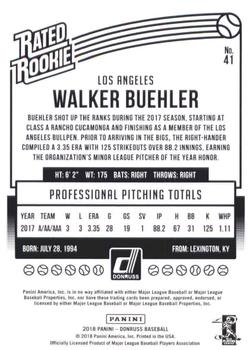 2018 Donruss - Career Stat Line #41 Walker Buehler Back