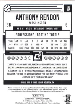 2018 Donruss - Career Stat Line #58 Anthony Rendon Back