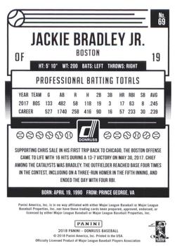 2018 Donruss - Career Stat Line #69 Jackie Bradley Jr. Back
