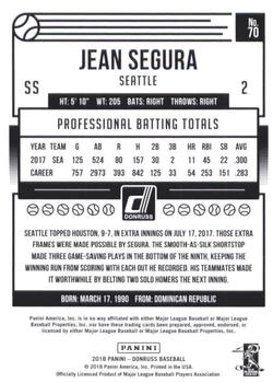 2018 Donruss - Career Stat Line #70 Jean Segura Back