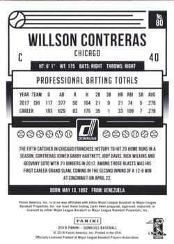 2018 Donruss - Career Stat Line #80 Willson Contreras Back