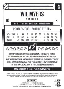 2018 Donruss - Career Stat Line #116 Wil Myers Back