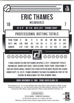 2018 Donruss - Career Stat Line #138 Eric Thames Back