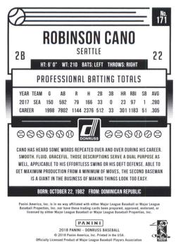 2018 Donruss - Career Stat Line #171 Robinson Cano Back