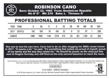 2018 Donruss - Career Stat Line #261 Robinson Cano Back