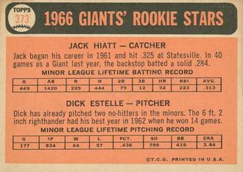 2015 Topps - Topps Originals Buybacks 1966 #373 Giants 1966 Rookie Stars (Jack Hiatt / Dick Estelle) Back