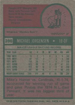2015 Topps - Topps Originals Buybacks 1975 #286 Mike Jorgensen Back
