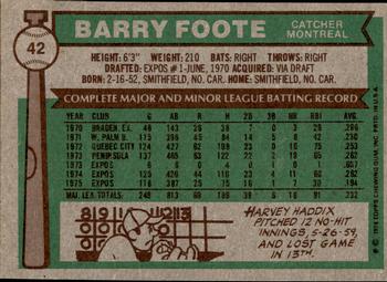 2015 Topps - Topps Originals Buybacks 1976 #42 Barry Foote Back