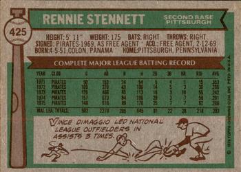 2015 Topps - Topps Originals Buybacks 1976 #425 Rennie Stennett Back