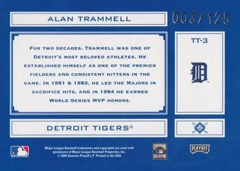 2004 Playoff Absolute Memorabilia - Tools of the Trade Blue Spectrum #TT-3 Alan Trammell Back
