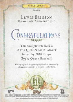 2018 Topps Gypsy Queen - Autographs #GQA-LB Lewis Brinson Back
